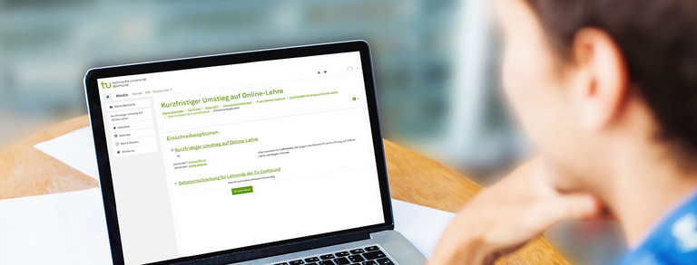 Studierende am Laptop Studierende sitzt am Arbeitsplatz und schaut auf den Laptop.